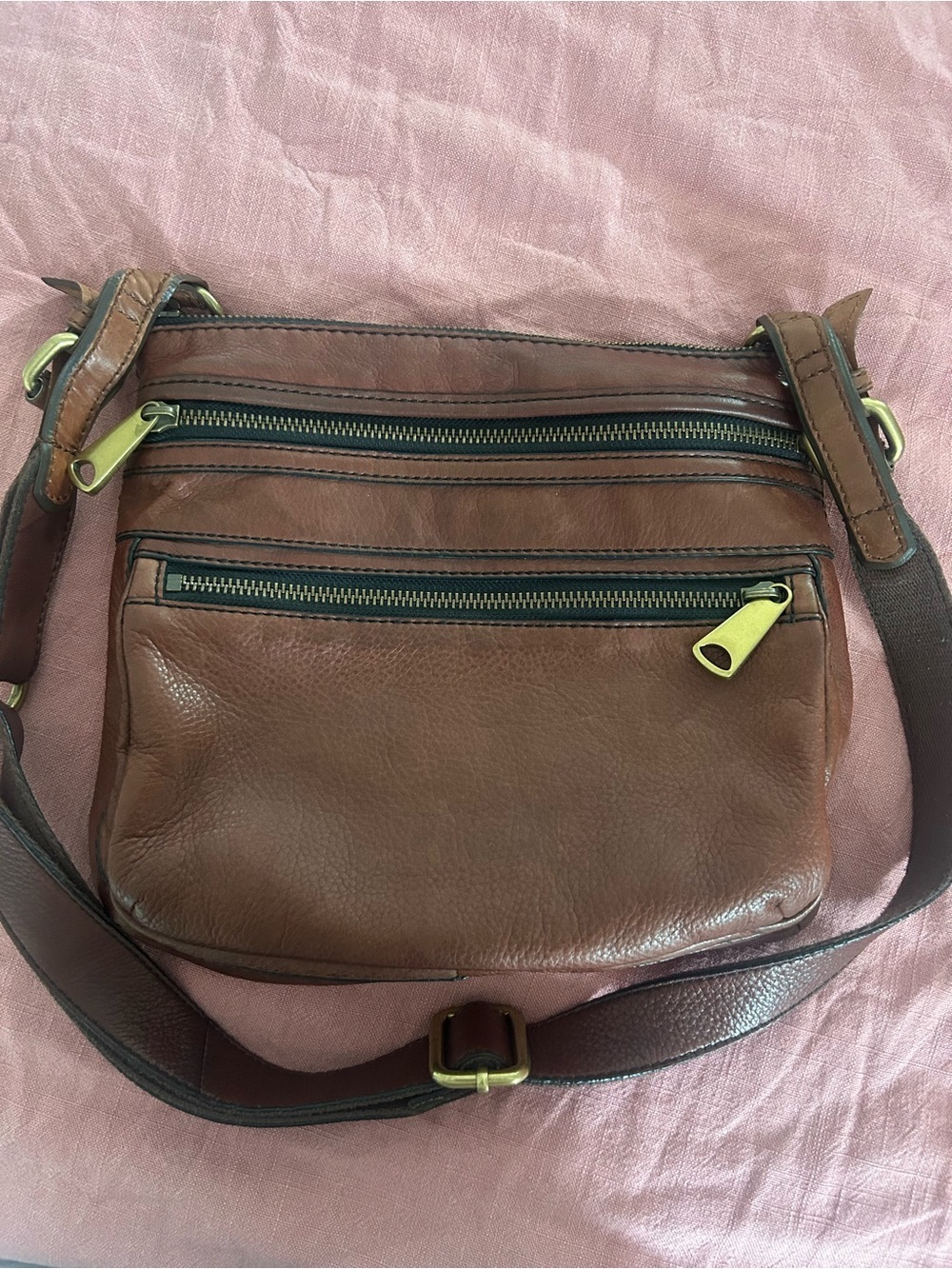 Vintage Fossil Brown Leather Crossbody Bag - Picture 5 of 12